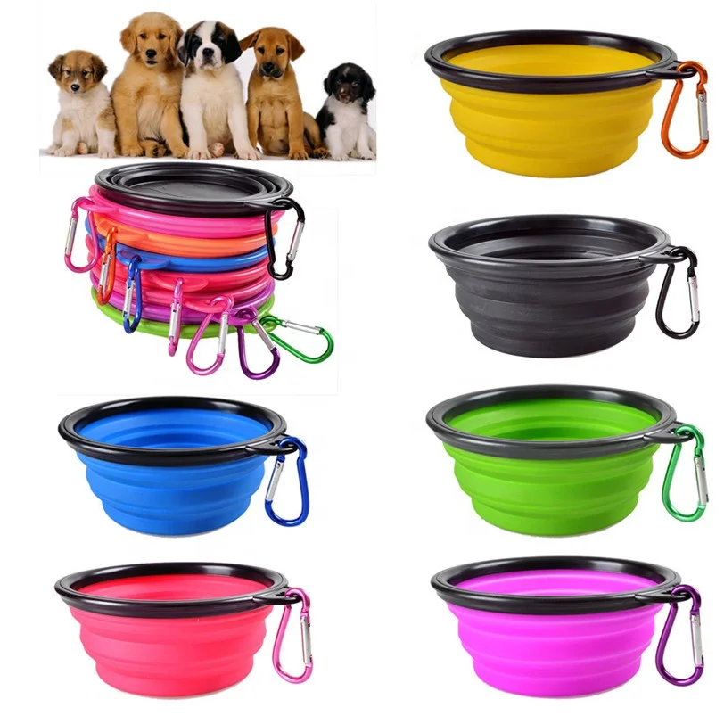 

Free Sample Custom Foldable Silicone Pet Water Bowl Collapsible Travel Dog Bowl, Series color for choice