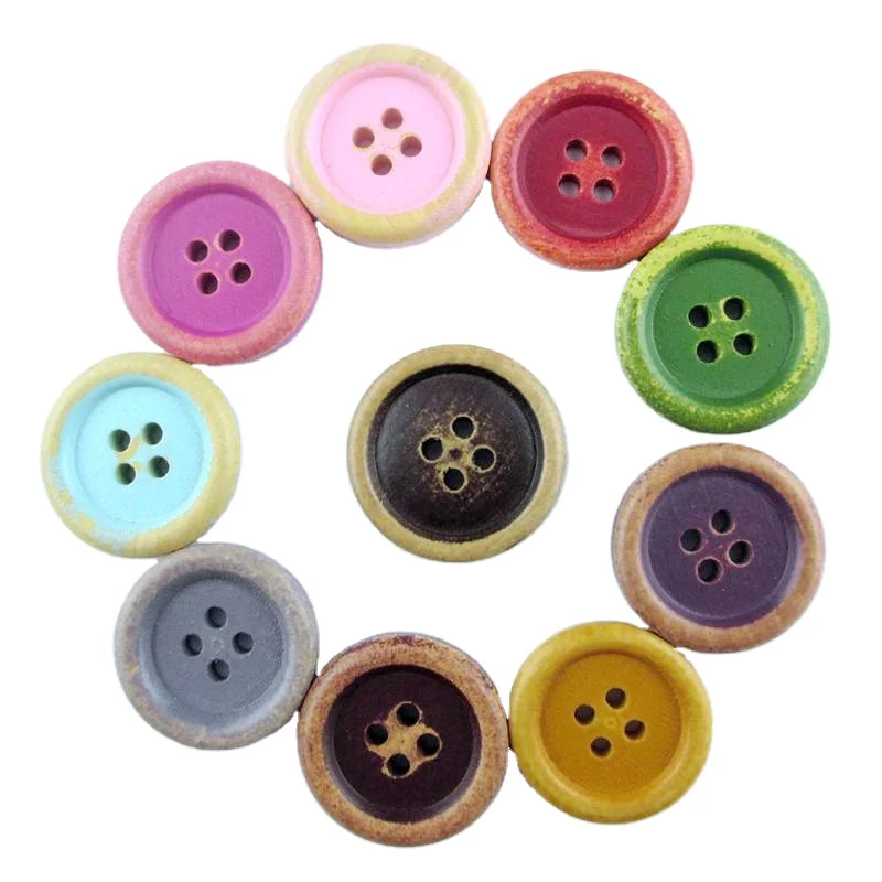 

Return to the ancients colorfuly clothing wood buttons, Custom-made