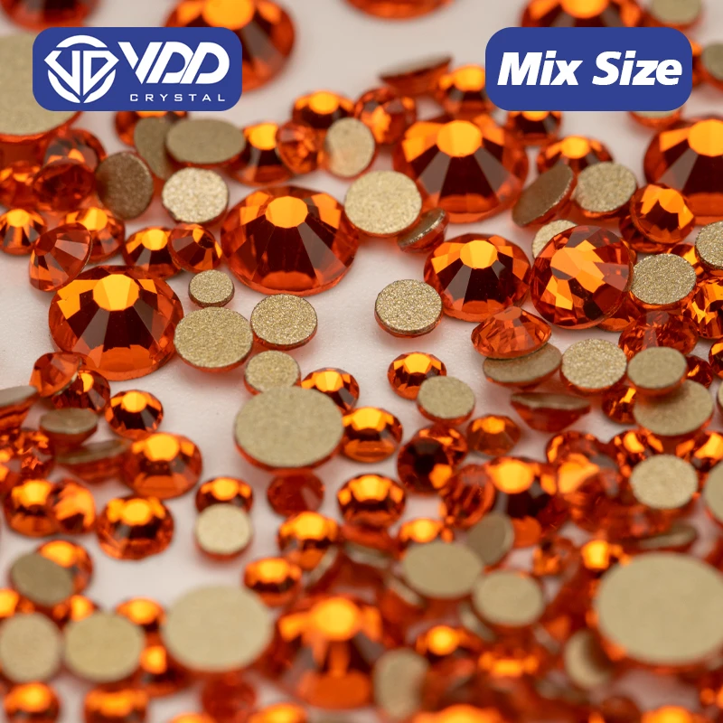 VDD 011 Hyacinth 1440Pcs SS4-SS20 Mix Size Crystal Non-HotFix Gold Flatback Rhinestones Decorations DIY 3D Nail Art Accessories