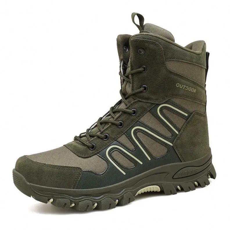 

Hiking green style safety jungle men military army black long shoes, Optional