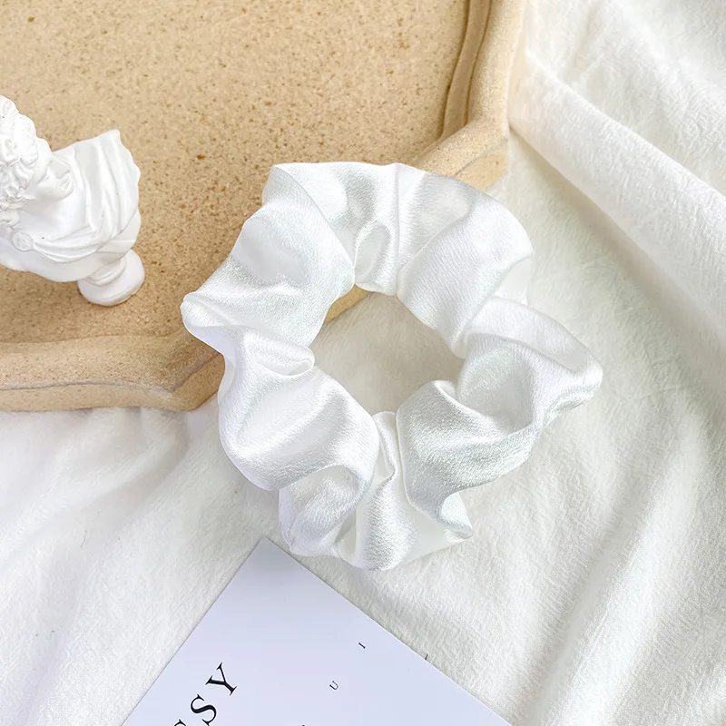 Yucat Wholesale Women Scrunchies Hair Ties Accessories Fabric Elastic Band Solid Color Crystal Satin Scrunchies For Hair.jpg