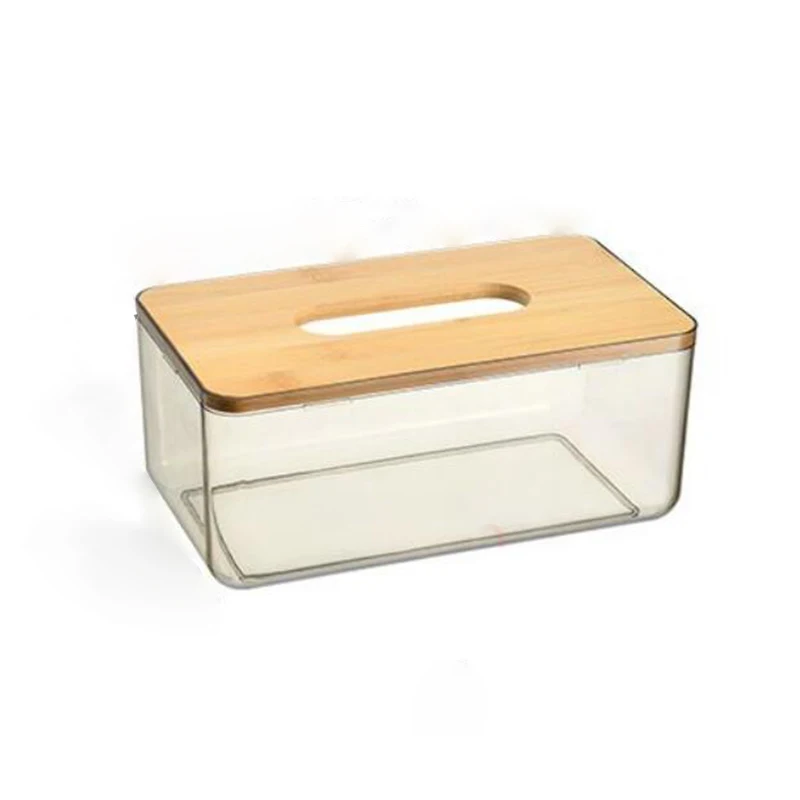 

Modern PET Clear Customized Tissue Box Kitchen Ring Napkin Holder Facial Home Table Container Cover, White
