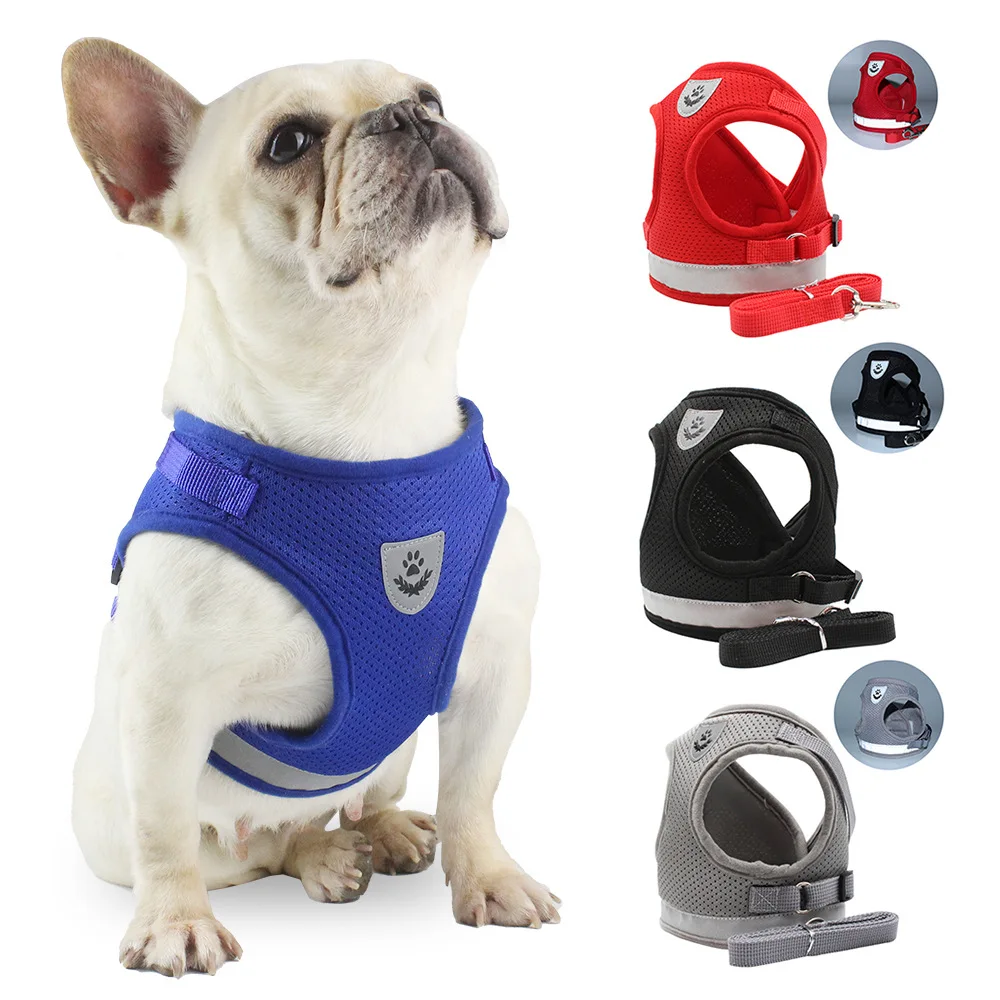 

New adjustable strap reflective vest type pet chest harness back suit matching traction rope pet dog harness