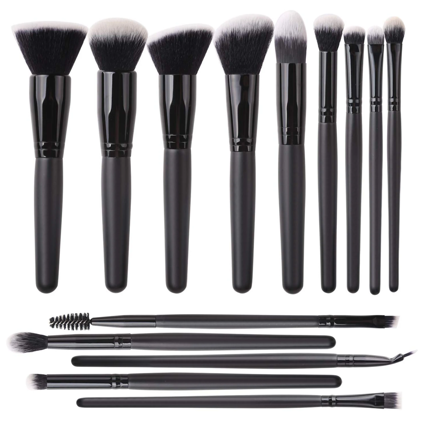 

BUEART 2020 New design Halal TRANSPARENT Plastic diamond Crystal Handle Glitter bling portable eyeliner Black hair brushes, Black&white