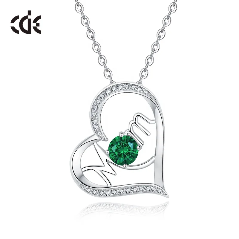 CDE YP1641 Silver Jewelry Heart-Shaped Crystal Necklace 925 Sterling Silver 2023 Mothers Day Rhodium Plated Mom Pendant Necklace