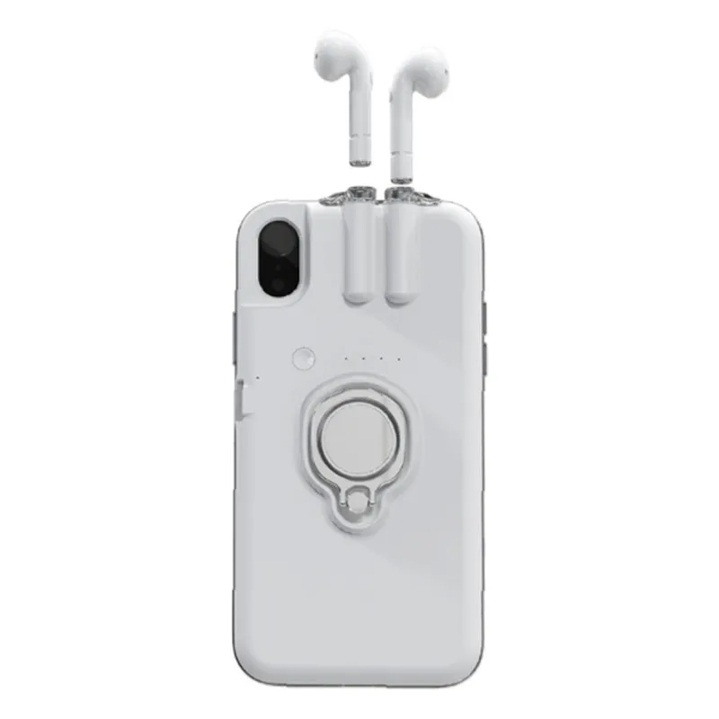 

High Quality wholesale Wireless Chargeable Earphone Phone Case For Iphone x 6 7 8 Plus For Airpods Headset With ring Holder