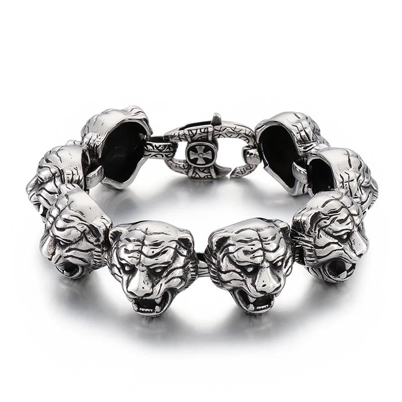 

KALEN Hip Hop Stainless Steel Id Tiger Men Titanium Zodiac Beaded Bracelet