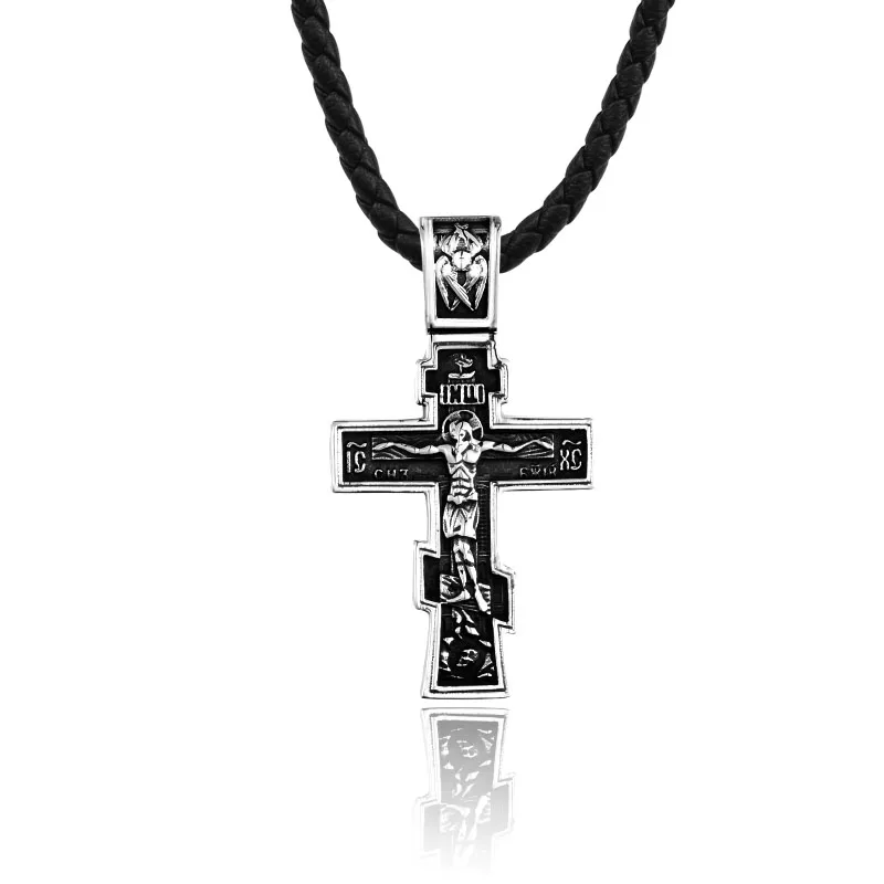 

SS8-515P steel soldier Jesus Cross Men's Stainless Steel Crucifix Eastern Orthodox Pendant Chain Necklace Jewelry