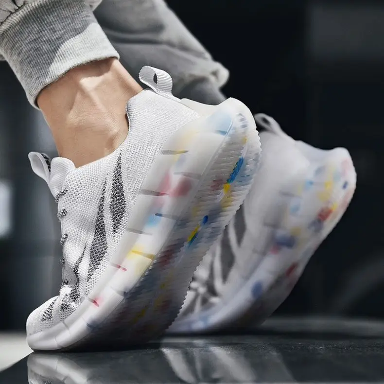 

New 2021 High Quality shoes Platform Fashion Men's running shoes Plus size 46 Sneakers Breathable Mesh Men Casual Shoes, Black,white,green