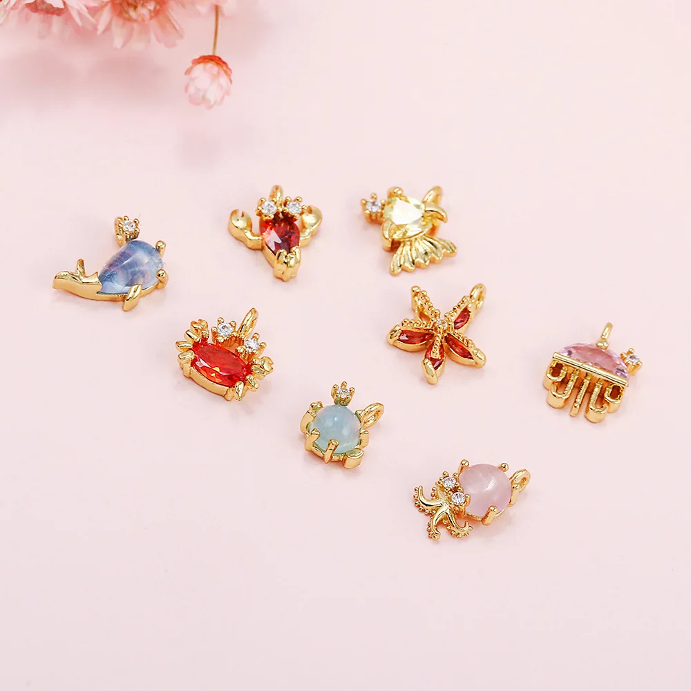 

Cute Colorful DIY Charms Animal Zircon Inlaid Fashion Jewelry Pendants For Necklace