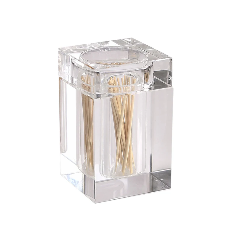 

Elegant Cube Glass Toothpick- box with crystal lid