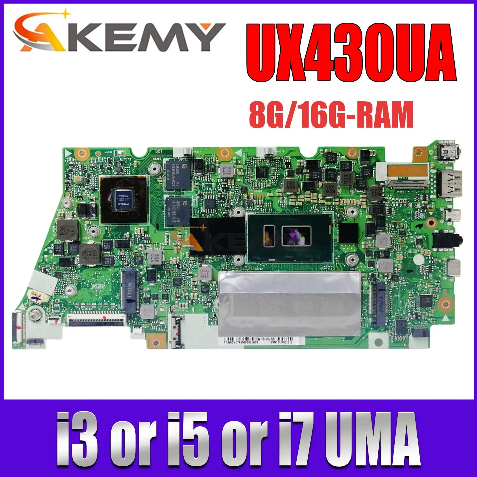 

UX430UN Mainboard UX430 UX430UQ RX430UQ BX430UQ RX430UN BX430UN UX430UNR UX430UA Laptop Motherboard I3 I5 I7 8GB/6GB-RAM