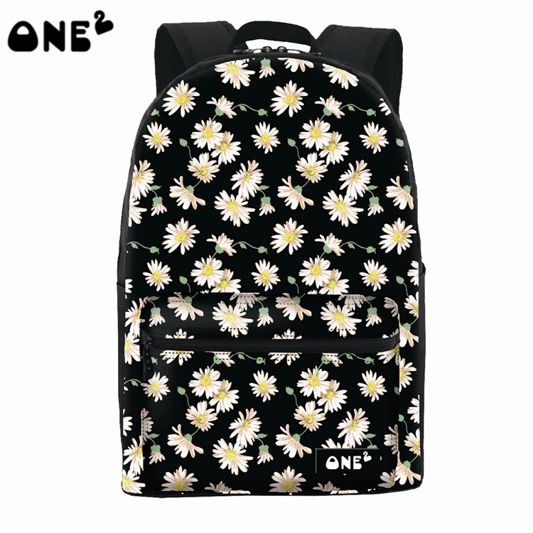 

ONE2 Design sunflower black school bag backpack for girls, Customized