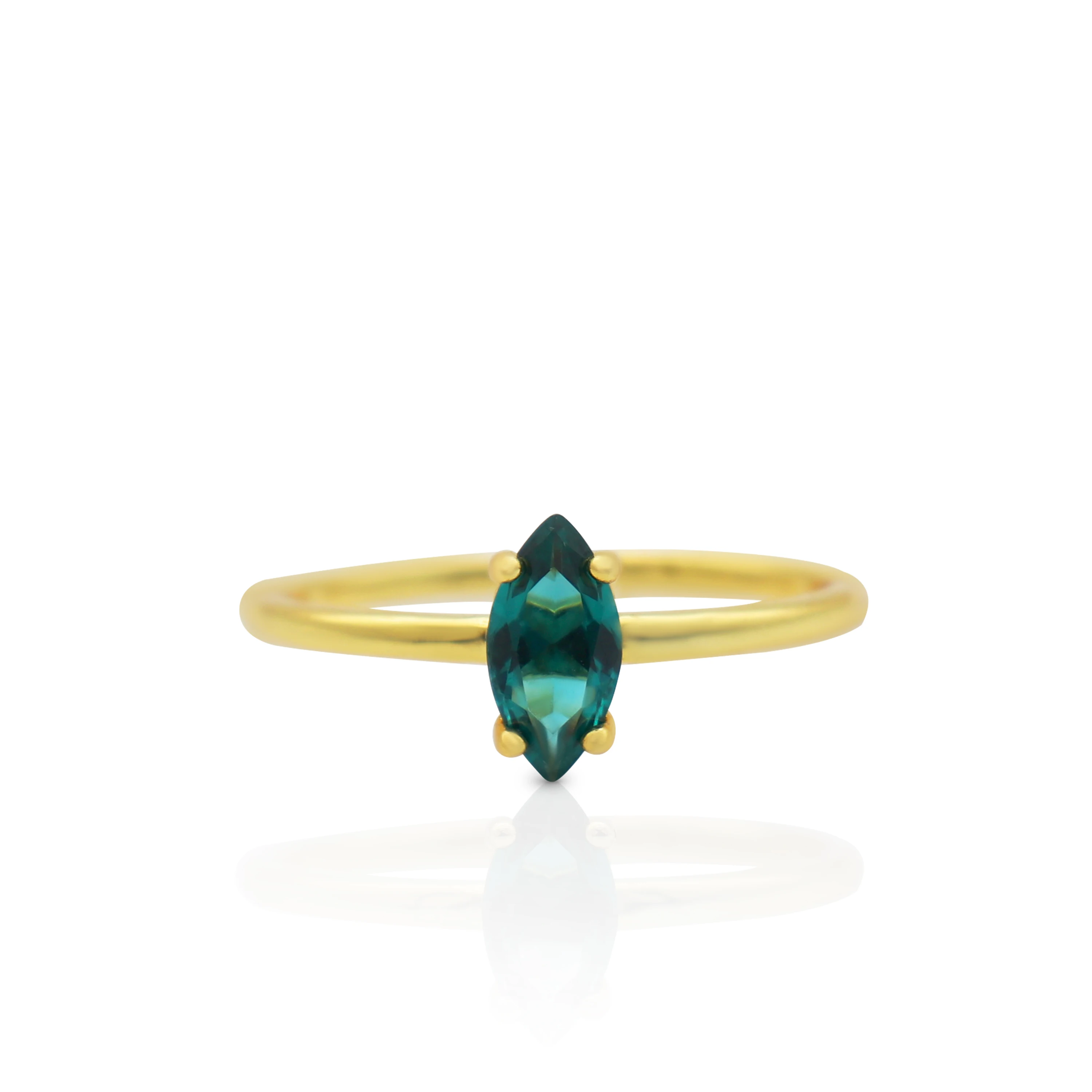 

Chris April 925 sterling silver 18k gold plated Slightly inlaid emeralds marquise Turquoise open ring