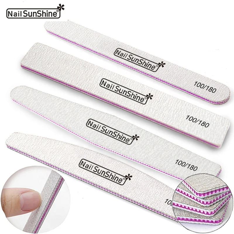 

Professional disposable manicure abrasive half moon nail file zebra gray sanding nail files emery board