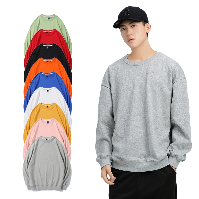 

summer custom logo 100% cotton 400 g crew neck men sweatshirt, Customized colors