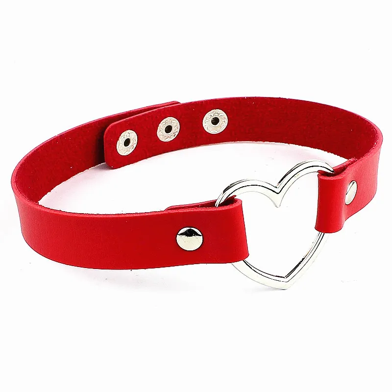 

Sexy Trendy Vintage Charm Round Gothic Collar Necklaces Jewelry Gift Gothic Leather Heart Harajuku Women Punk Choker Necklace, Picture