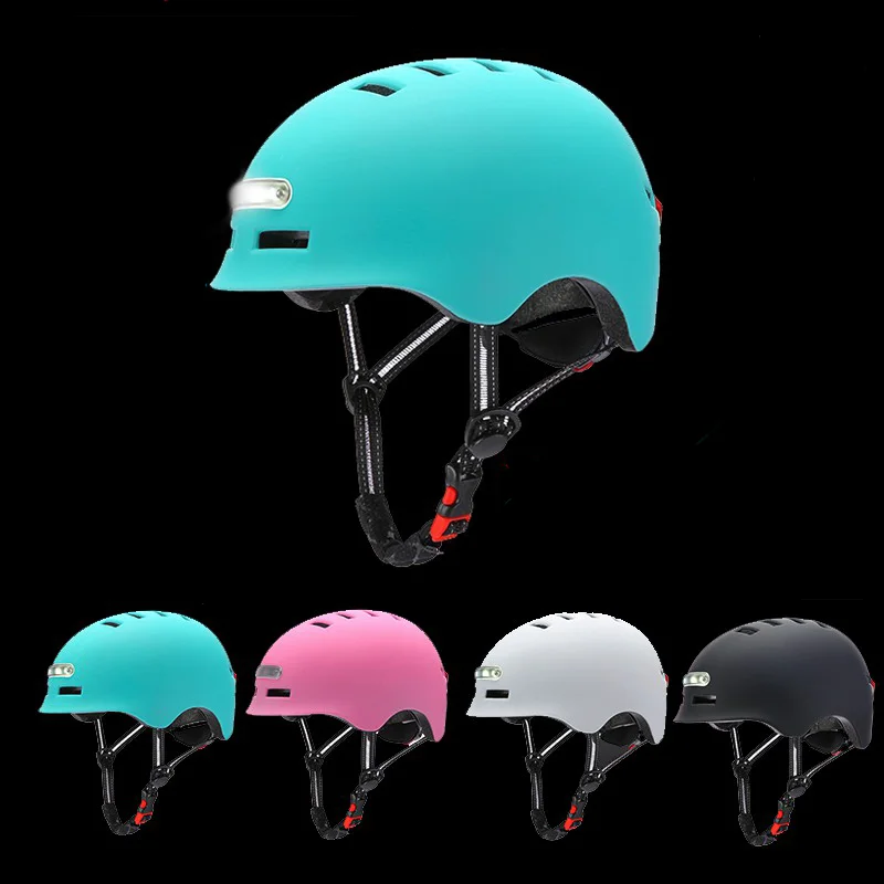 

Cheap Factory Direct ship EU US Drop Shipping Warehouse New Design LED Light Helmer Casque Skuter Helm Helmet, Black/white/green/pink oem moq 200pcs