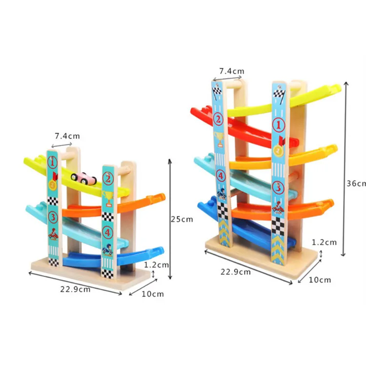 

Montessori Disassembled Wooden Track Gliding Car Classic Fun Wood Rapid Racing Birthday Gift