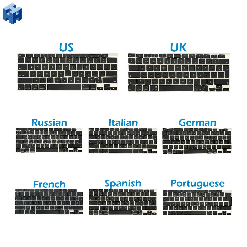 

New Laptop A2179 US RU FR GER SP Keys Keycaps Azerty For Macbook Air 13" A2179 Keyboard Repair 2020, Black keycaps