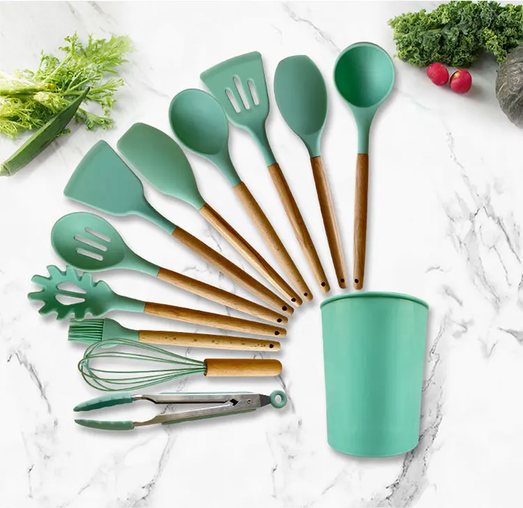 

China Manufacturer Customized High Temperature Reusable 11 Pcs Silicone Cooking Kitchen Utensils