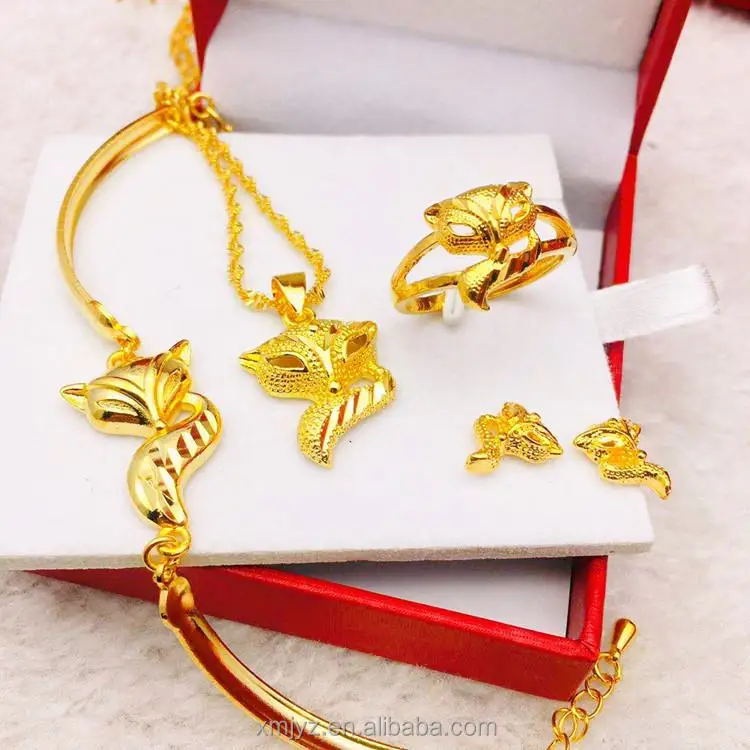 

Fox Bracelet Inlaid Gold Earrings Ring Necklace