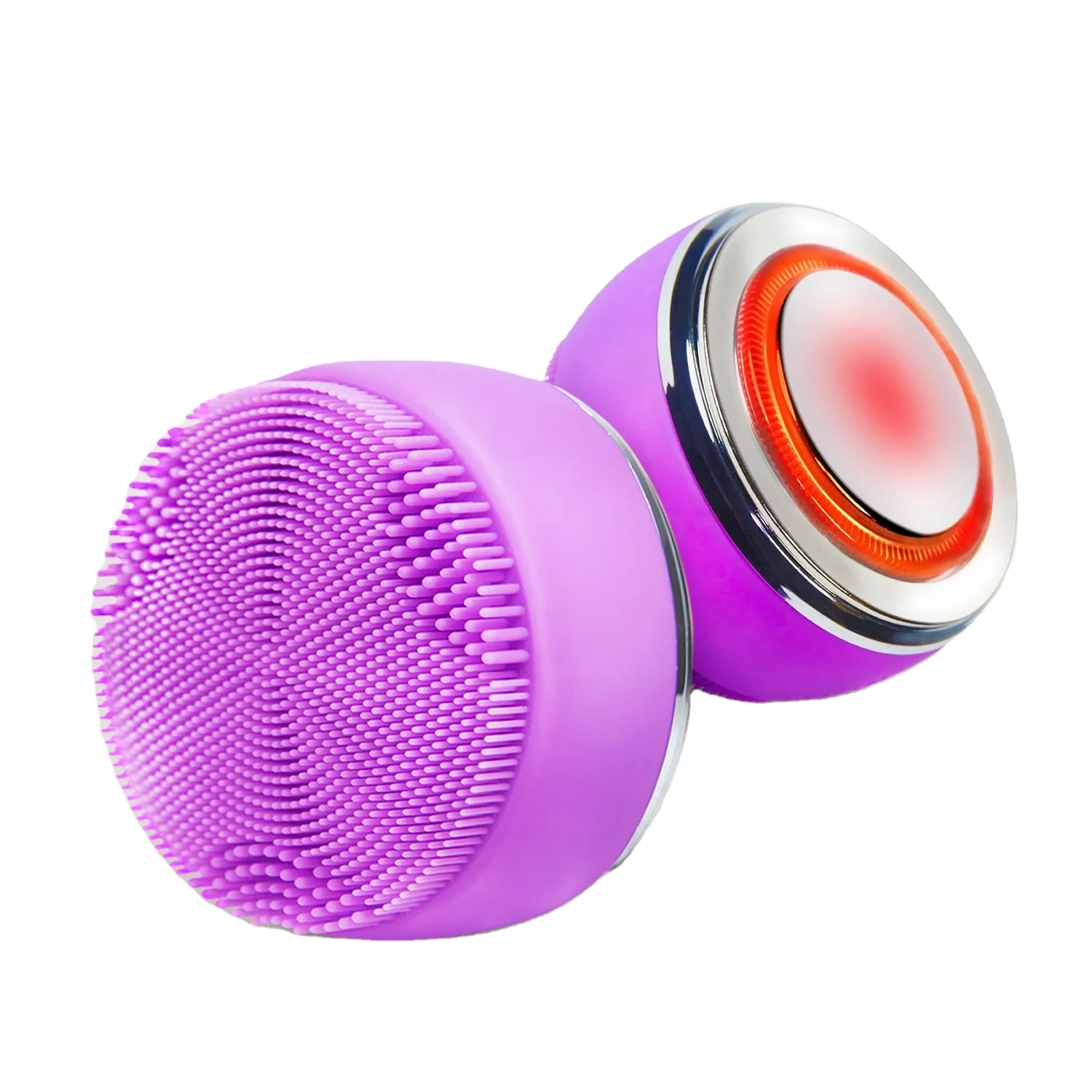 

Electric Waterproof Sonic Face Deep Cleaning Massager Wireless Luxury Home Portable Silicone LED Light Facial Cleansing Brush, Pink, rose red, yellow or customized