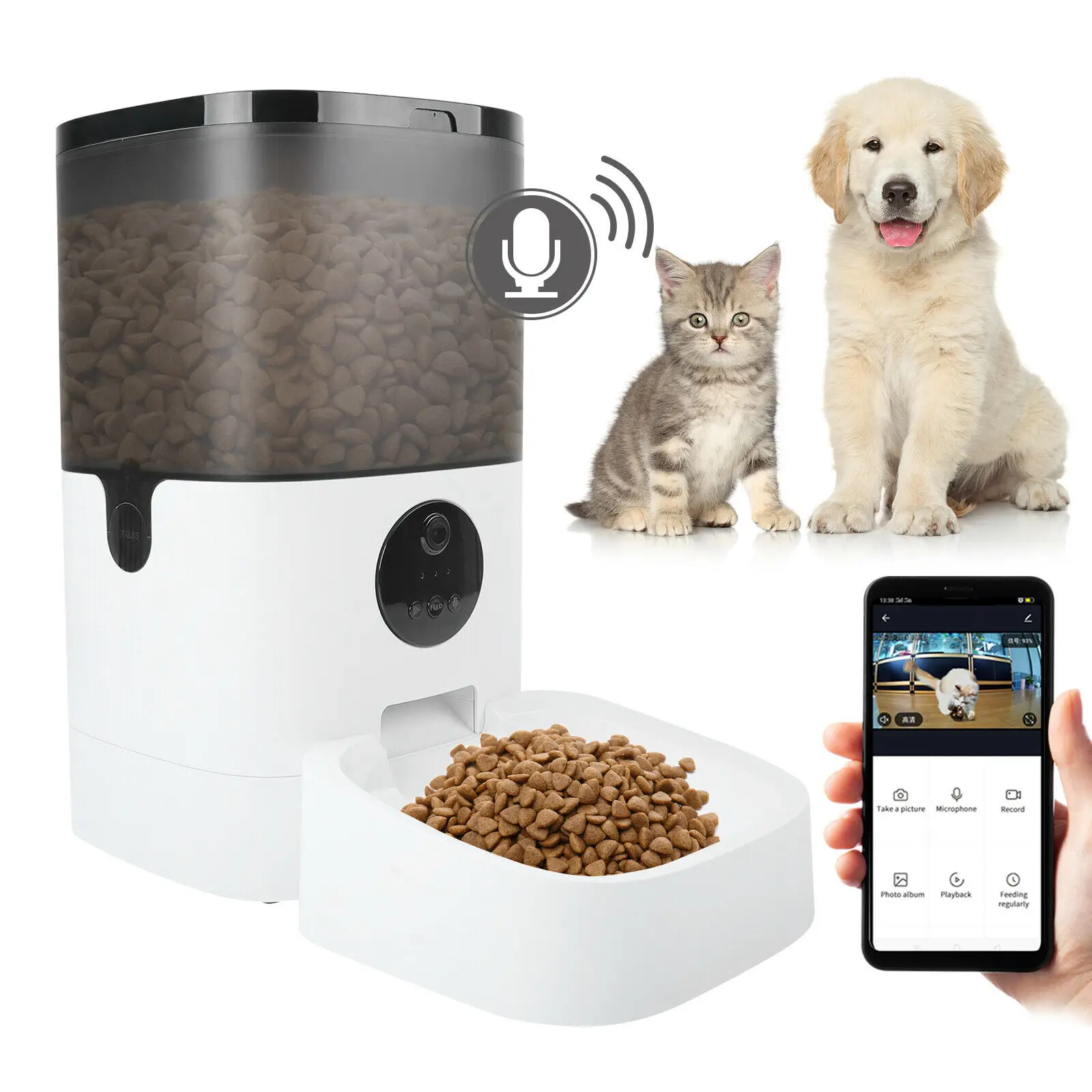 

6L Automatic Cat Feeder ,Wifi Enabled Smart Pet Feeder For Cats and Dogs,Auto Dog Food Dispenser with Camera