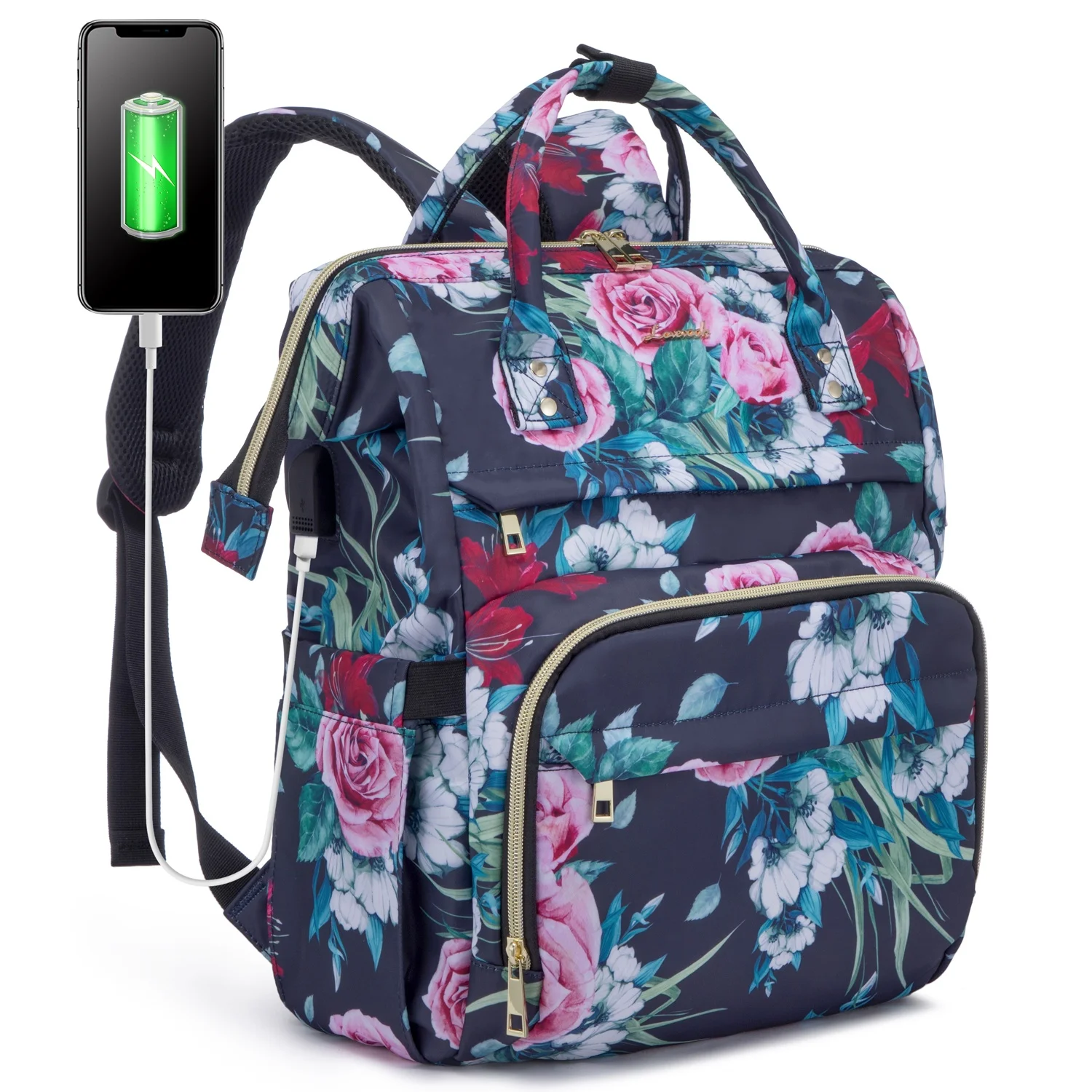 

LOVEVOOK flower printing Women's Backpack for Laptop 15.6 Inch Waterproof university bags Work women travel laptop Backpacks