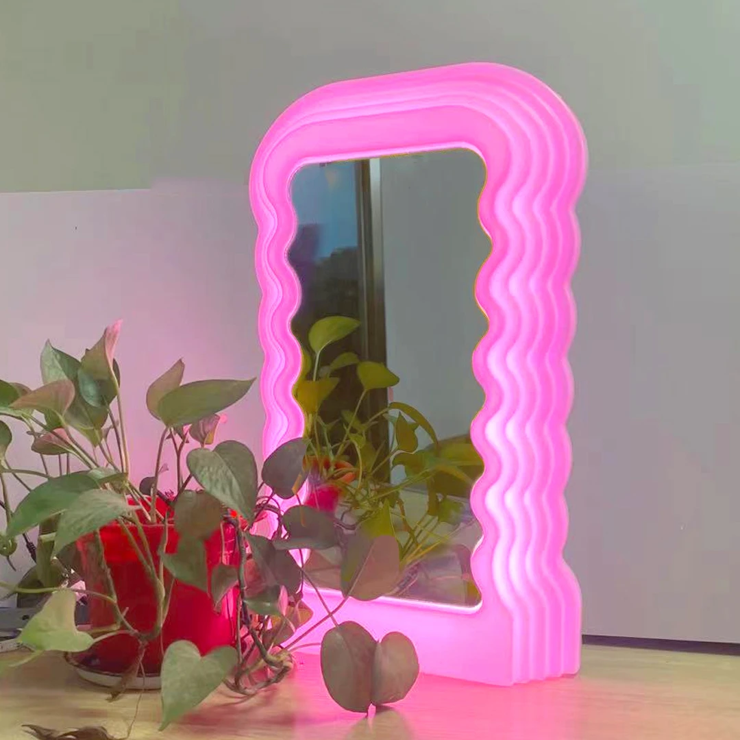 

Dropp Shipping Service Modern Design Style Plastic Mini UItrafragola Mirror with Led Lights for Living Room Decorative Furniture