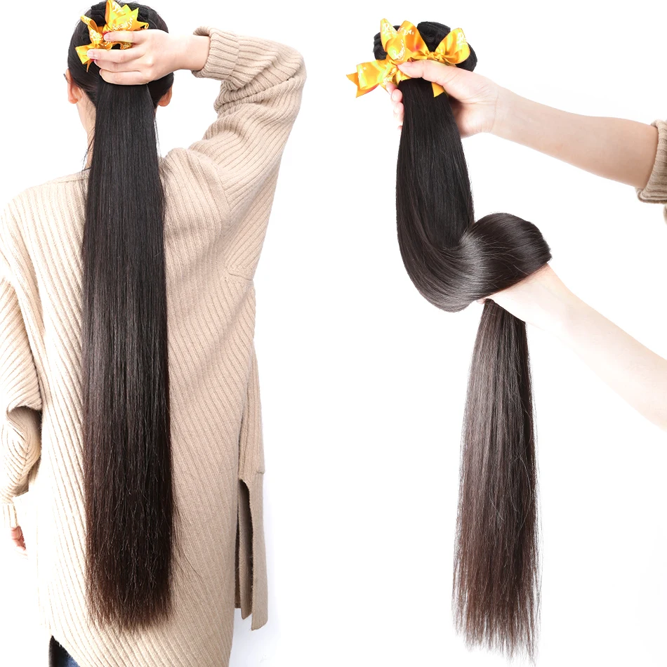 

Addictive Brazilian Straight Hair Weave Bundles 100% Virgin Human Hair Extension Natural Black Color