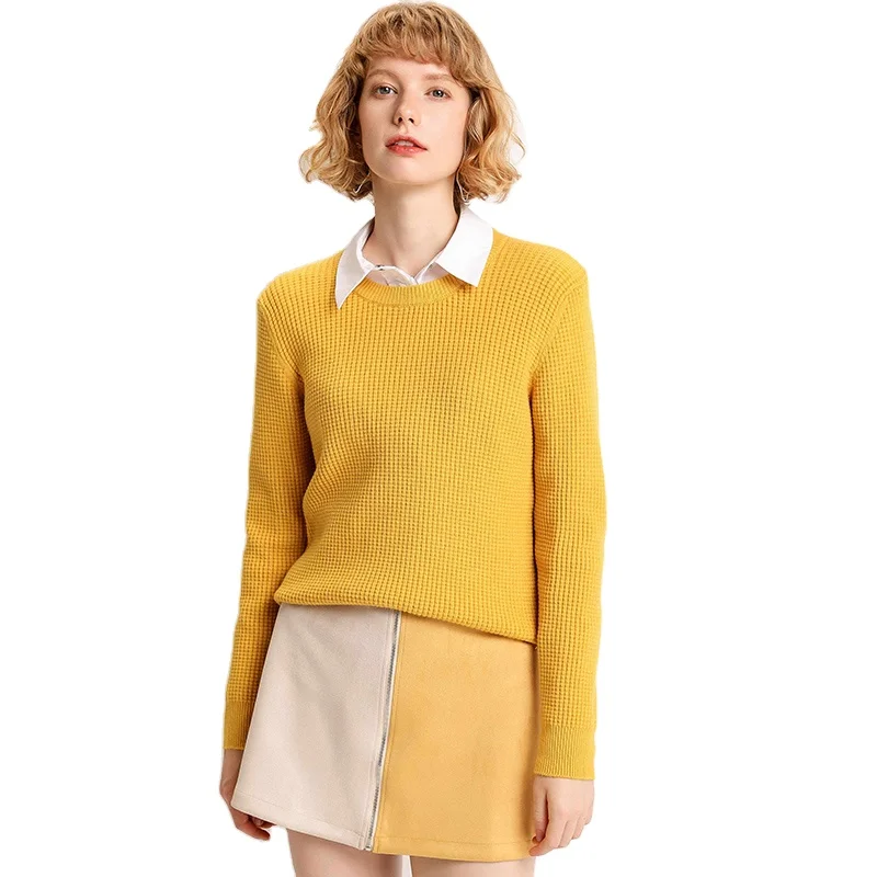 

2021 Fashion wholesale Women clothes Long Sleeve round neck Women Casual knitwear Pullover Solid color Slim womens knitwear