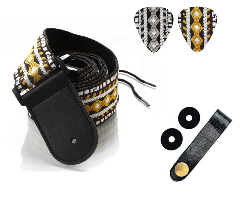 

Cheerhas Factory Direct Wholesale Vintage Yellow jacquard Woven Guitar Straps