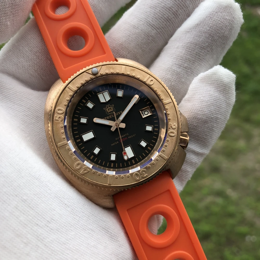 

Bronze Buckle Turtle Watch! SD1970S New Arrival Solid Bronze Case Leather Strap with Bronze Buckle Dive Watch