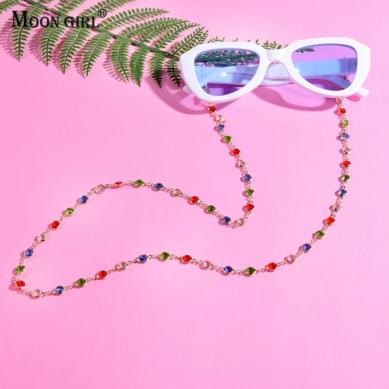 

Colorful Chain for Mask Reading Sunglasses Hanging Strap Lanyard for Women Neck Bluetooth Earphone Holder Crystal Glasses Chain