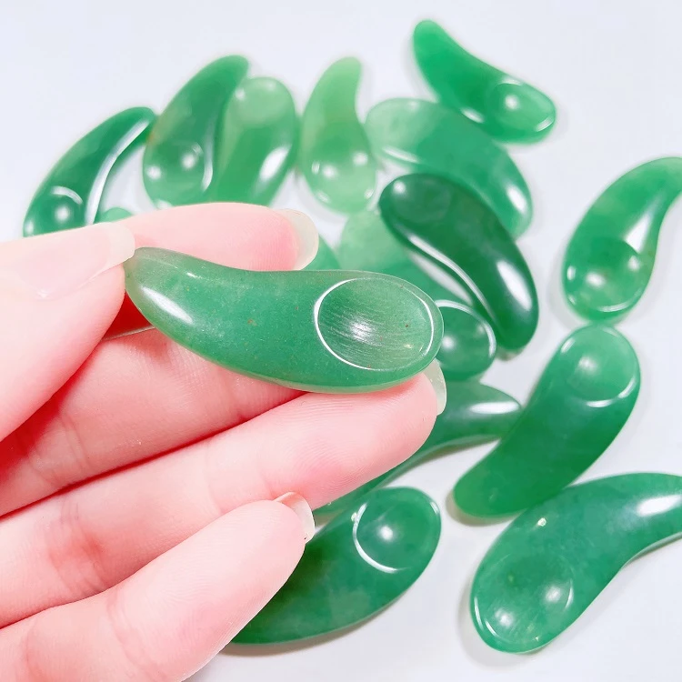 

Luxury various green aventurine jade small mini natural cosmetic spoon