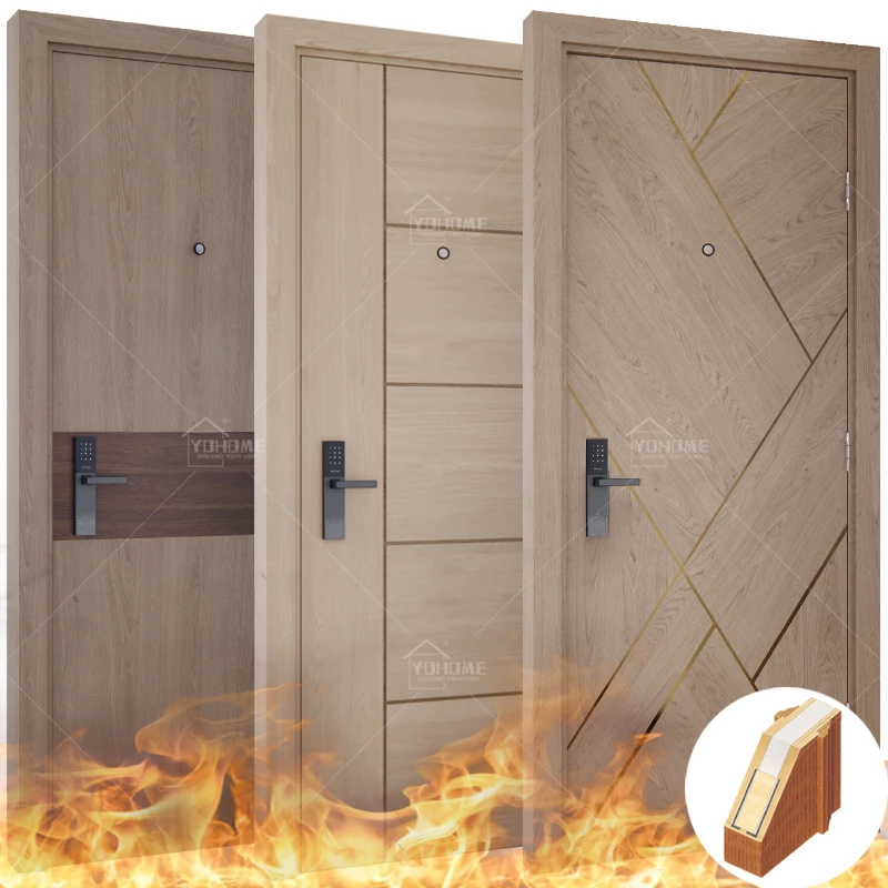 

German design luxury interior doors for hotel fireproof wooden doors and frames acoustic flat entrance room door