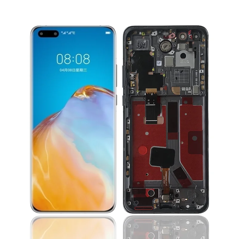 

Hot Selling Original New Display Touch Screen For Huawei P40 Pro LCD With Frame Assembly Replacement, Gold blue