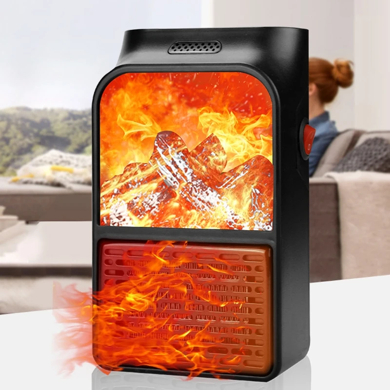 

Portable room mini modern 3d realistic flame effect fireplace fan heater 350w plug intrical Heater