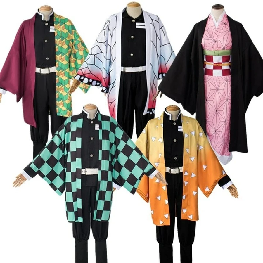 

Anime Demon Slayer Kimetsu No Yaiba Tanjirou Kamado Nezuko Cosplay Women and Men Adult Kid Kimono Cosplay Costume Full Sets