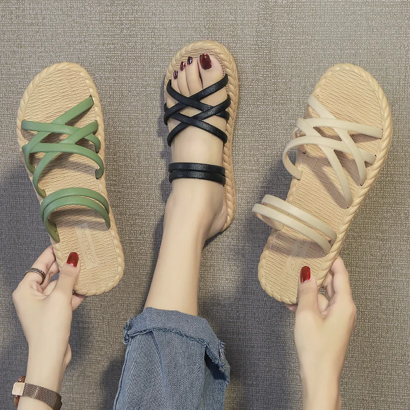 

HY207 Summer 2021 Flat Casual Slippers Chancleta De Playas Zapatillas Mujer Slides Women, Picture color