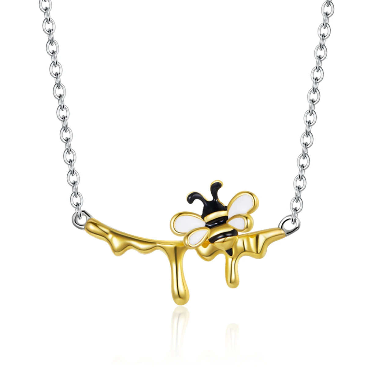 

SCN460 Fashion cute women necklace 925 sterling silver honey & bee necklace