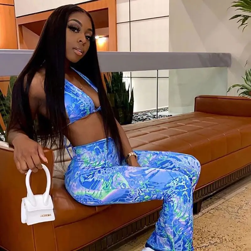 

2021 Women's Fashion Sexy Snake Print Two Piece Set Summer Outfits For Woman