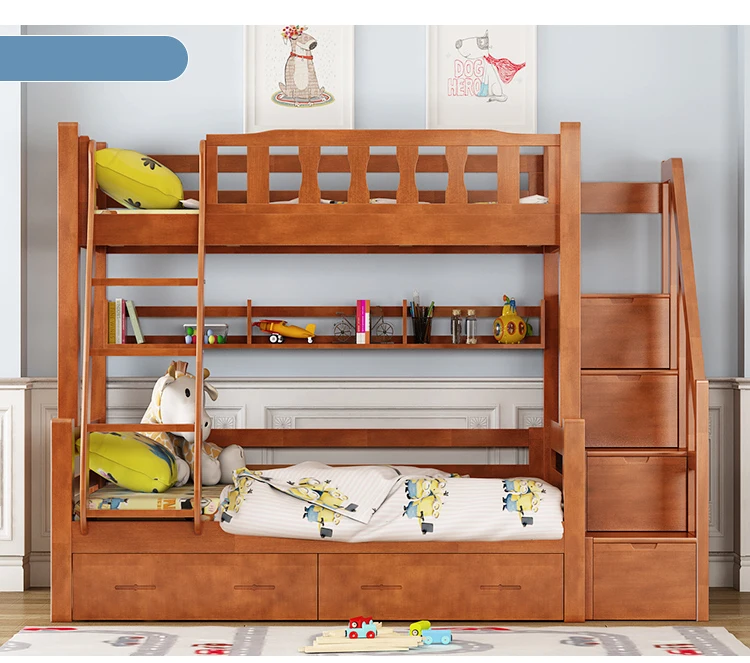 Adult Twin Over Full Wooden Bunk Bed For 3 People Children Bunk Double