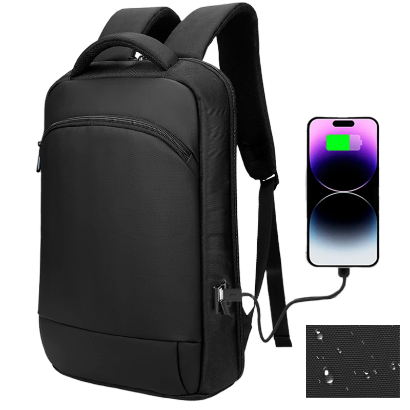 EURCOOL Unisex Laptop Backpack Business Slim Waterproof Oxford USB Computer 15.6 Lightweight Anti-Theft Work