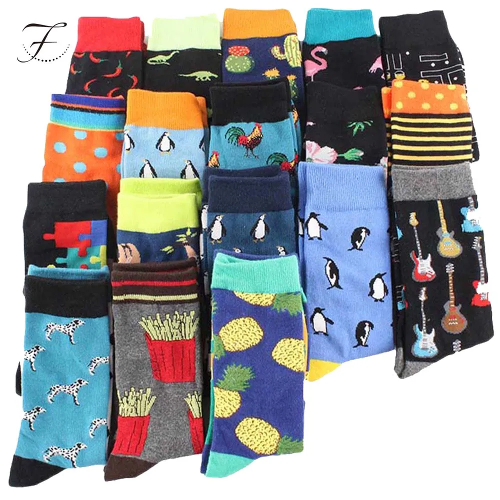 

Fiona Wholesale DDP Popular Funny Cartoon Designs Happy Trending Eco Friendly Dress Casual Fashion Skateboard Mens Crew Socks