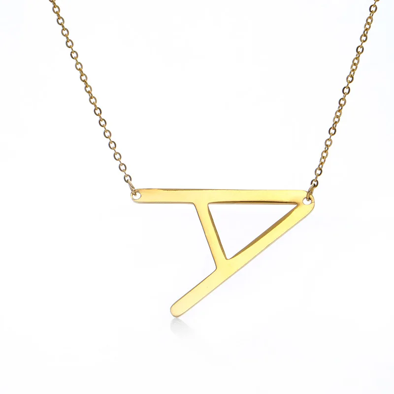 

26 initial letter stainless steel necklaces gold silver rose gold alphabet letter big pendant name jewelry wholesale