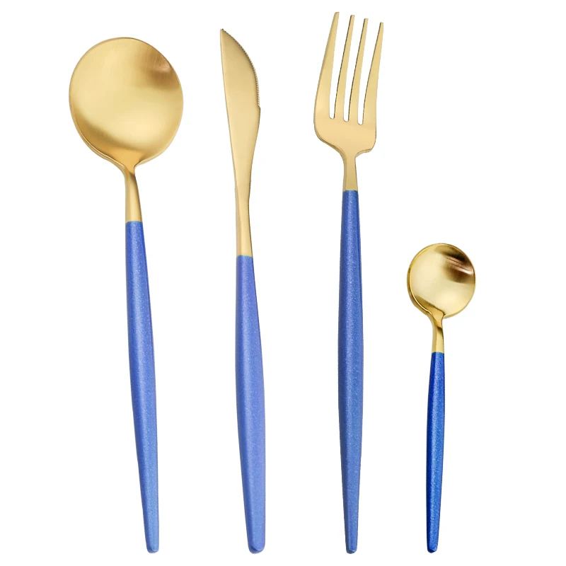 

Gold flatware hotel metal wedding cutlery set with spoon fork knife combo set