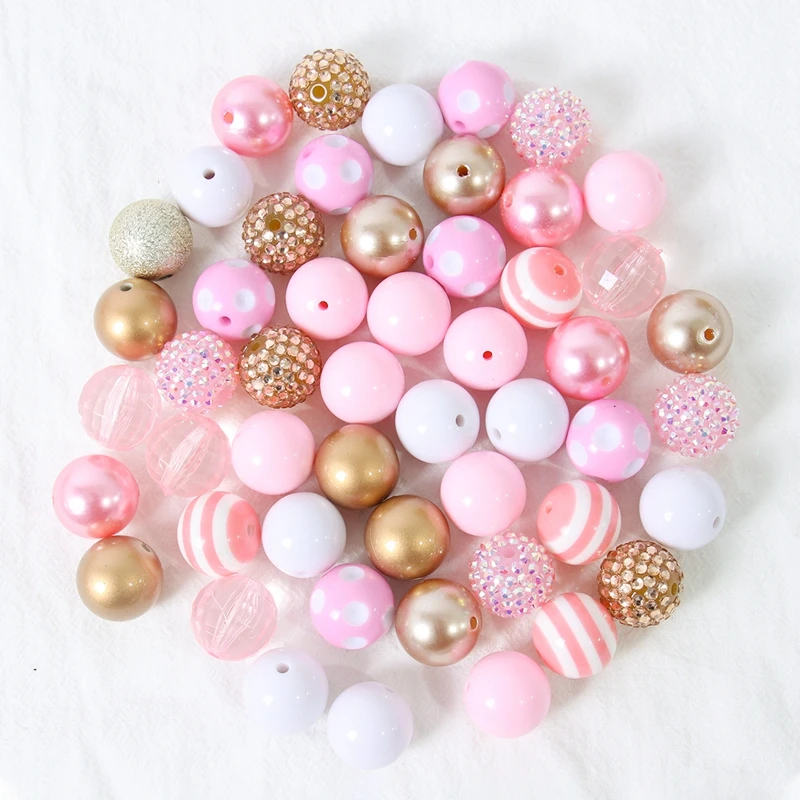 

50pcs 20mm Bubblegum Beads Chunky Gumball Beads Bulk Round Acrylic Waist Loose Beads For Jewelry Necklace Bracelet Pen Making