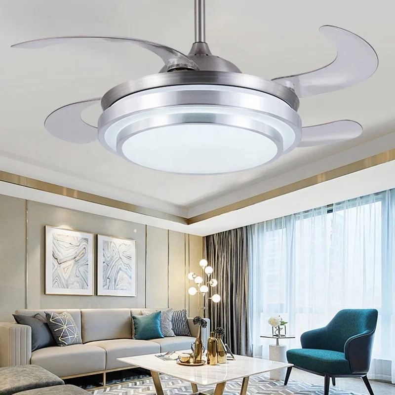 
Luxury Retractable Chandelier Crystal Ceiling Fan With Light 